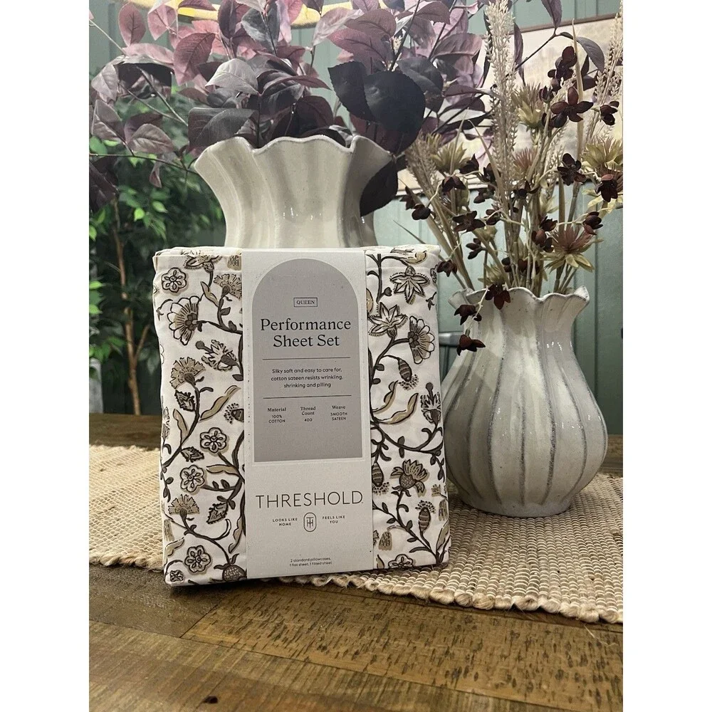 Queen 400 Thread Count Performance Sheet Set Cool Floral - Threshold NEW